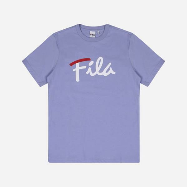 Camisetas Fila Mulher Cinzentas - Fila Cursive Logo S/S Portugal Online,QMWV-18324